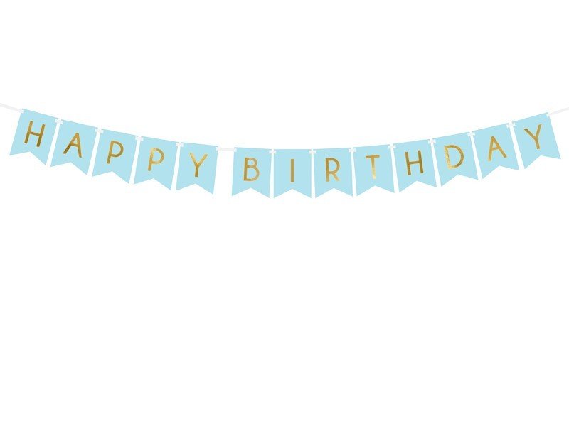 Банер - Happy Birthday, Светло Син - Party Design