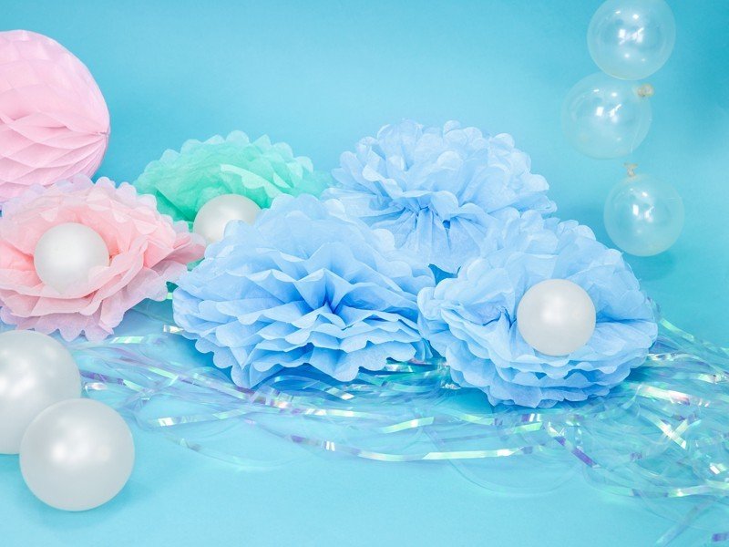 Помпон в Светло Синьо, 25см - Party Design