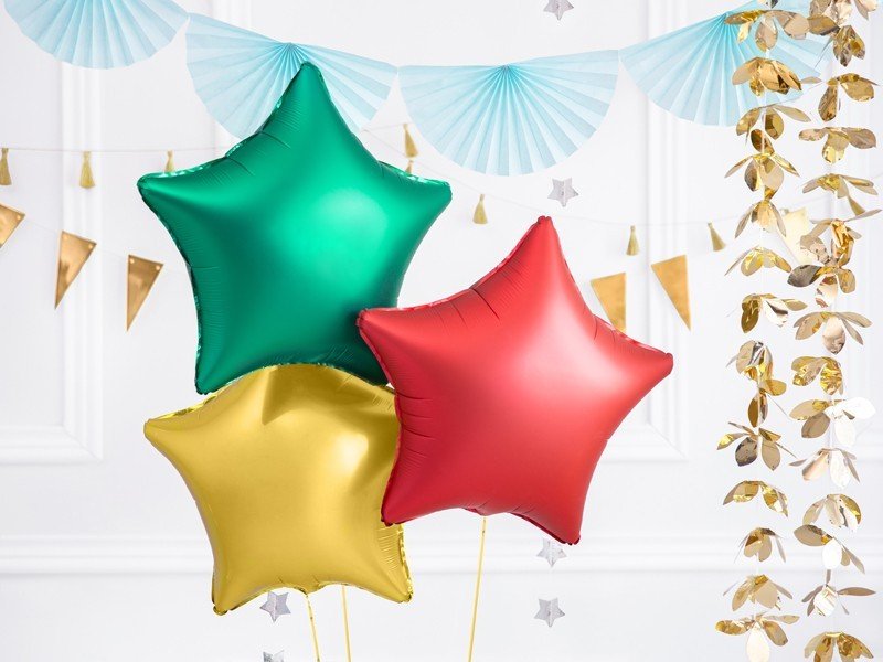 Фолиев Балон Звезда, Червена 48см - Party Design