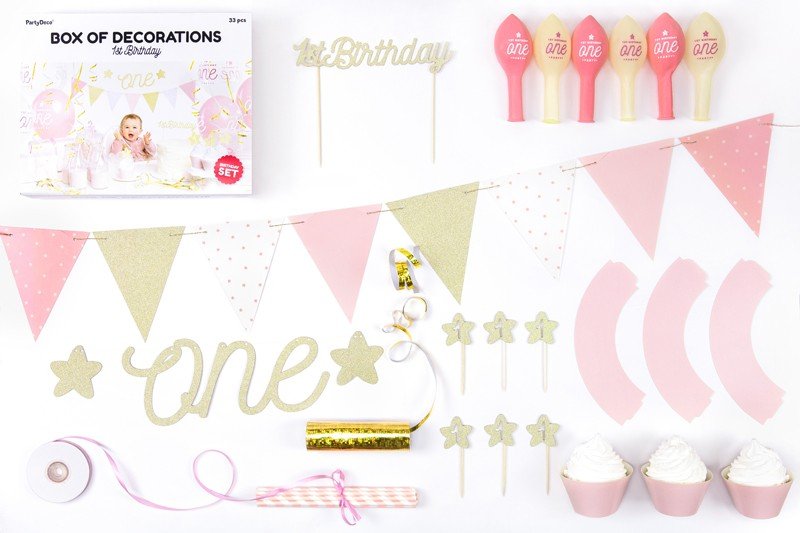 Комплект Парти Декорации - 1 - ви Рожден Ден за Момиче - Party Design