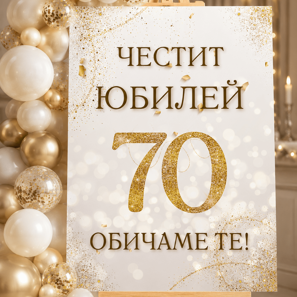 Табела за Юбилей – Gold and Cream - Party Design