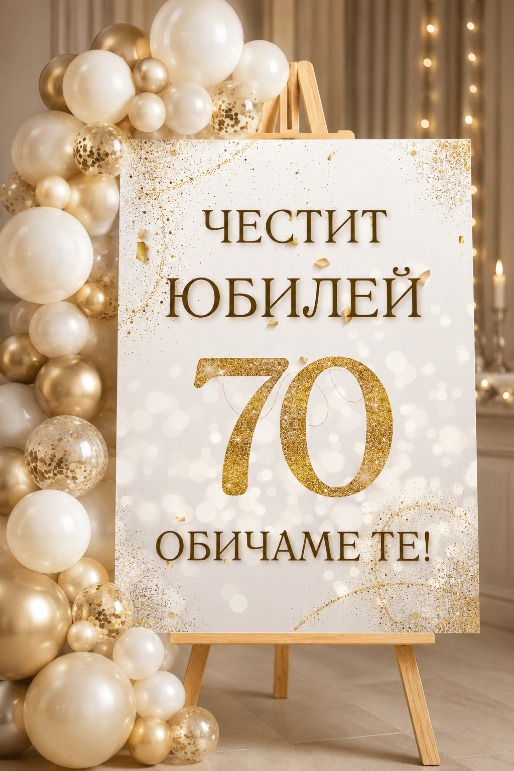 Табела за Юбилей – Gold and Cream - Party Design