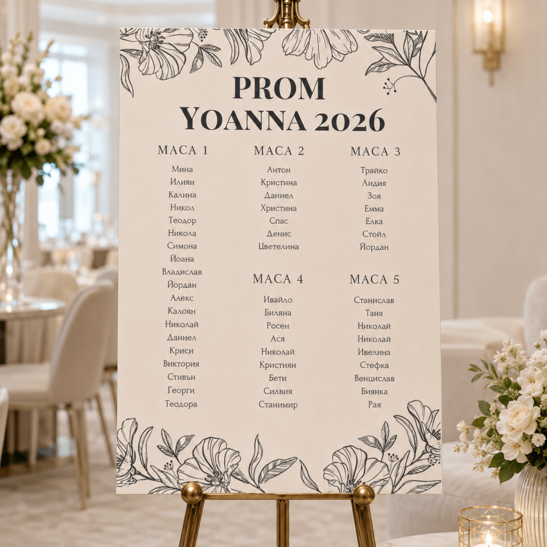 Табела за Разпределение на Гости - Simple - Party Design