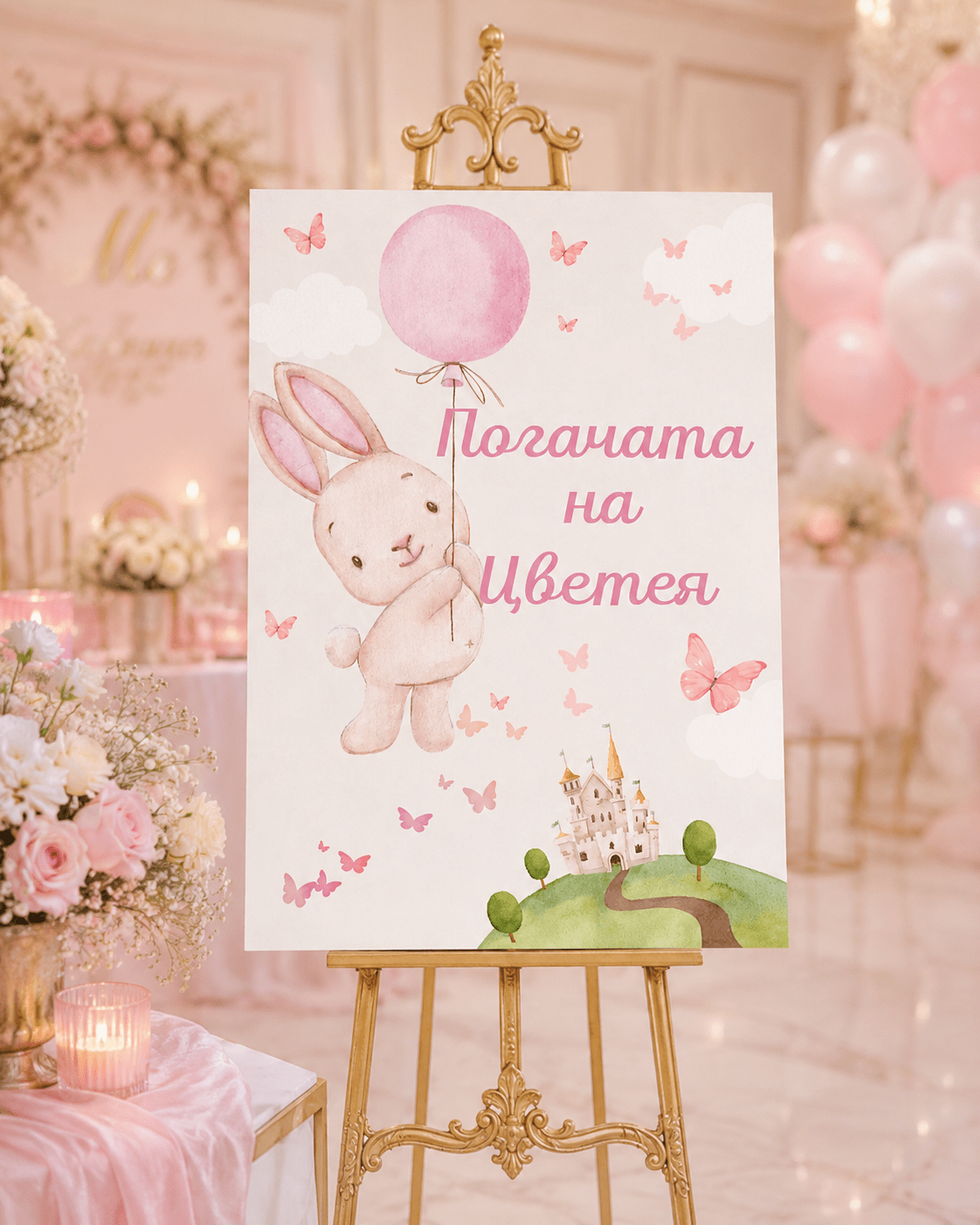 Персонализирана Табела за Погача - Зайче - Party Design