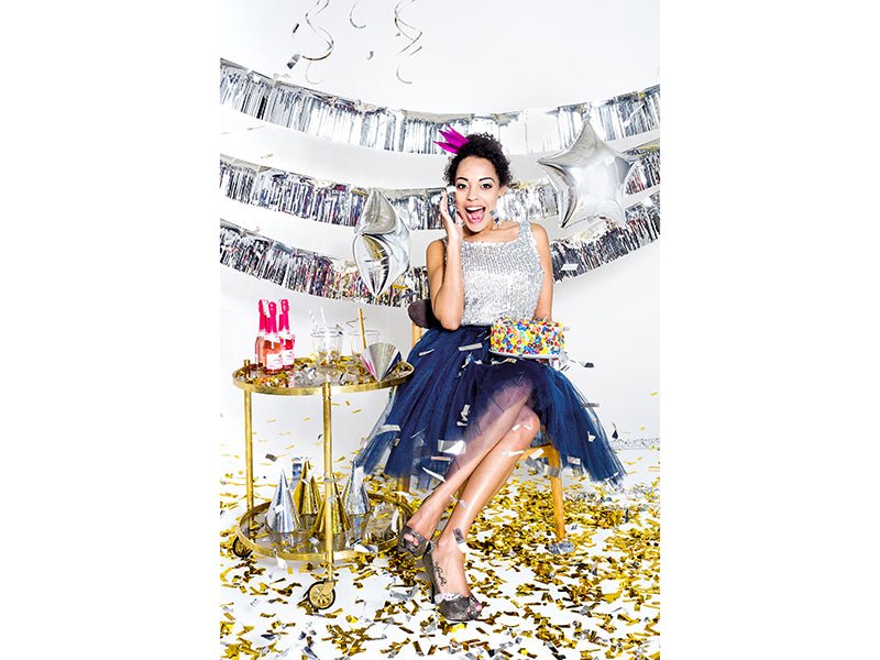 Фолиев балон звезда, сребрист металик, 40 см - PartyDesign