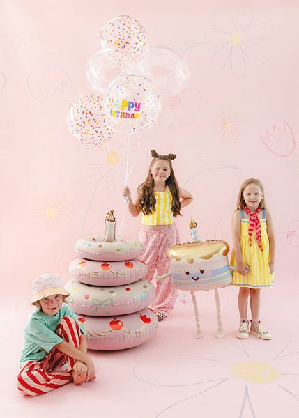 Стоящ фолиев балон торта, розов, 72 × 89 см - PartyDesign