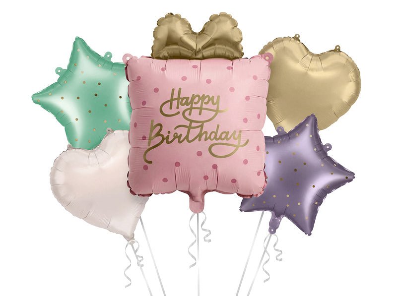Комплект фолиеви балони подарък Happy Birthday, 5 броя - PartyDesign
