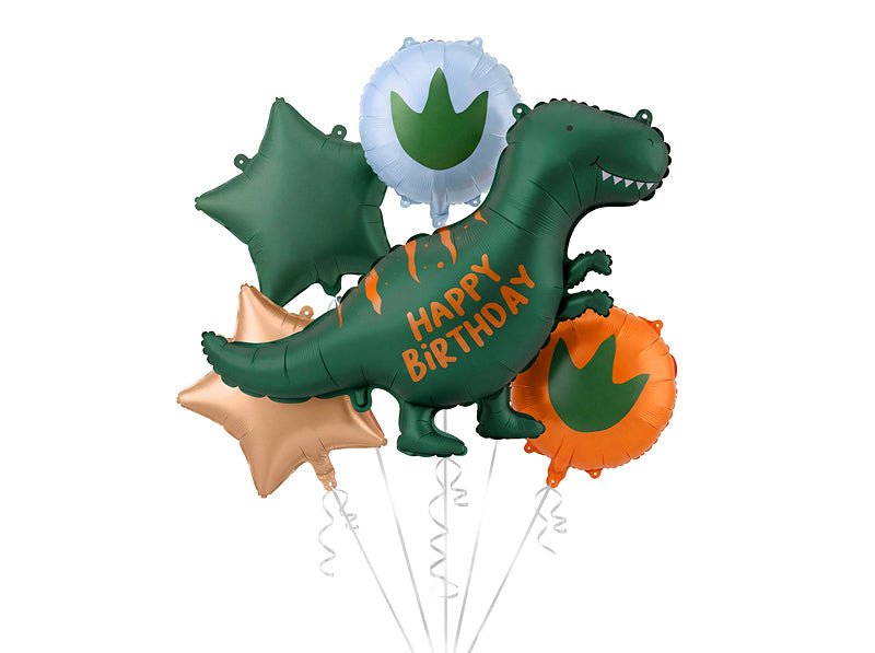 Комплект фолиеви балони динозавър Happy Birthday, 5 броя - PartyDesign