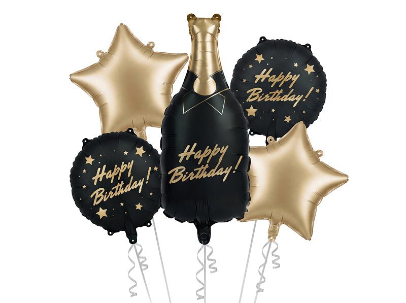 Комплект фолиеви балони бутилка Happy Birthday, 5 броя - PartyDesign