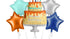 Комплект фолиеви балони цветна торта Happy Birthday, 5 броя - PartyDesign