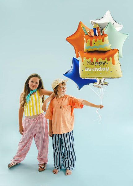 Комплект фолиеви балони цветна торта Happy Birthday, 5 броя - PartyDesign
