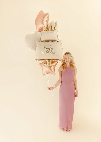 Комплект фолиеви балони пастелна торта Happy Birthday, 5 броя - PartyDesign