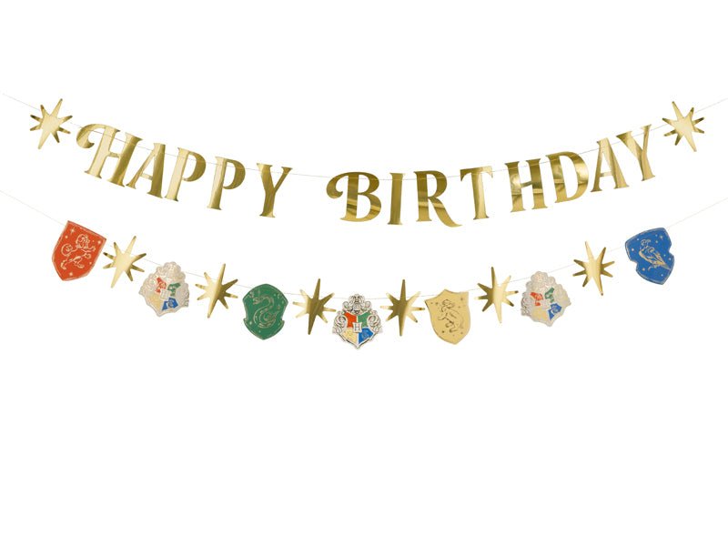Банери Хари Потър – Happy Birthday и гербове, 2 броя - PartyDesign