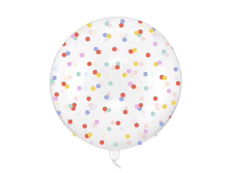 Прозрачен Bubble балон с цветни точки, 60 см - PartyDesign