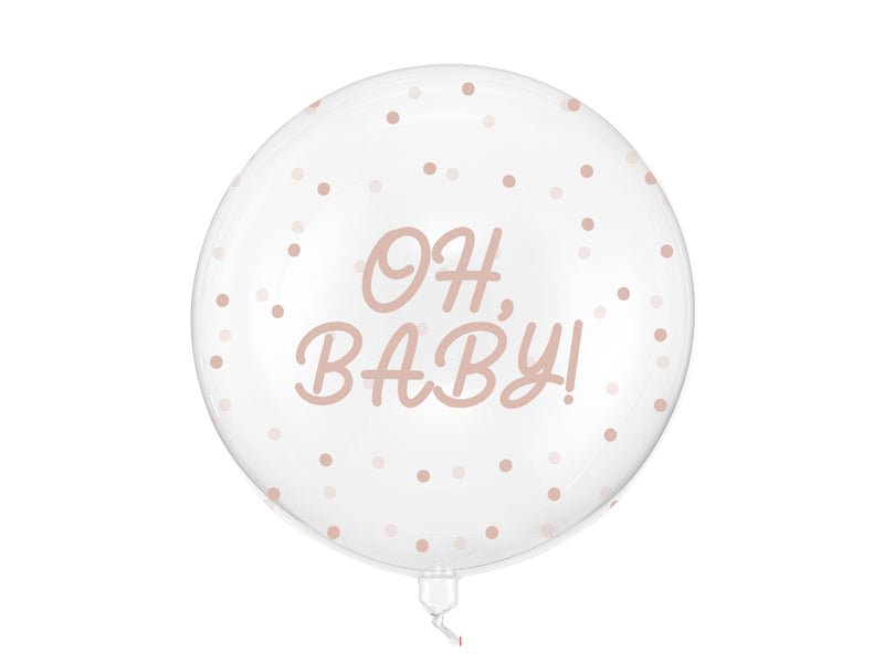 Прозрачен Bubble балон Oh Baby с бежови точки, 60 см - PartyDesign