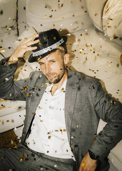 Парти шапка с пайети, черна, 27 см - PartyDesign