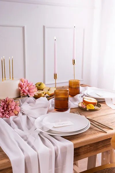Шифонен тишлайфер в цвят off-white - Party Design