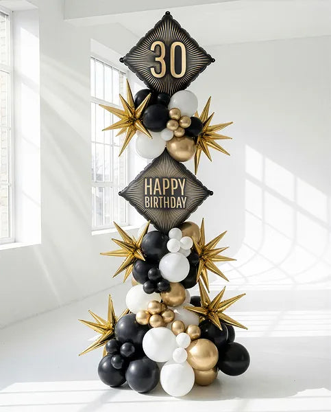 Фолиев Балон Happy Birthday Черен и Златен