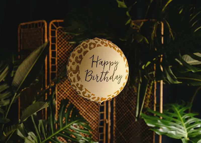Фолиен балон Happy Birthday с леопардов принт