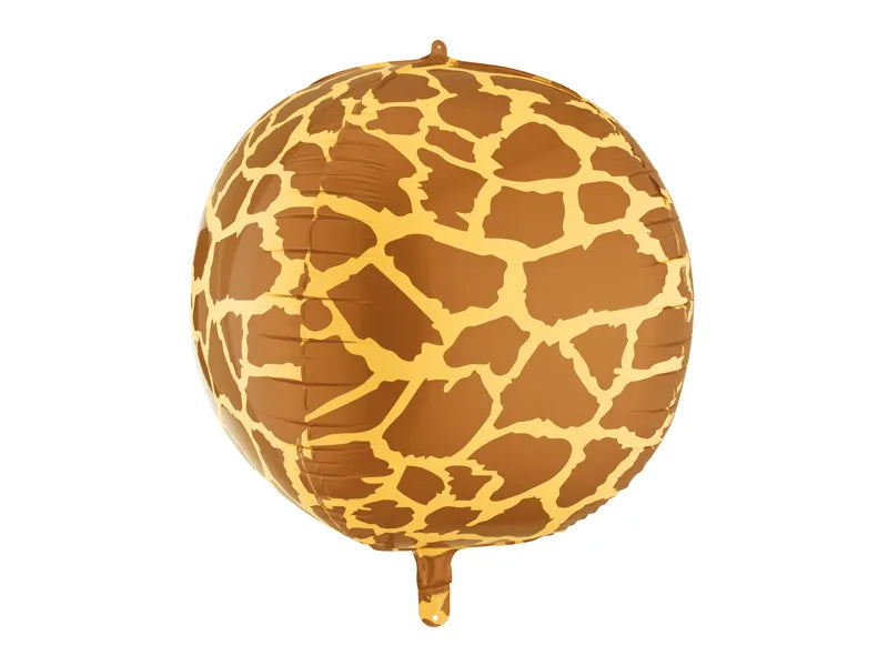 Кръгъл фолиен балон Giraffe Spots Ball 50 см с жирафова шарка, подходящ за safari и jungle парти.