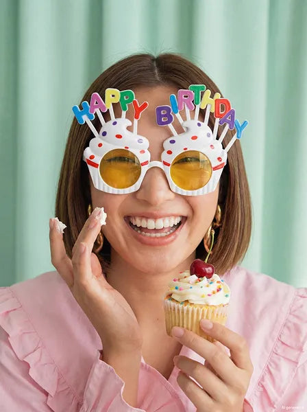 Парти Очила Cupcake Happy Birthday Бели
