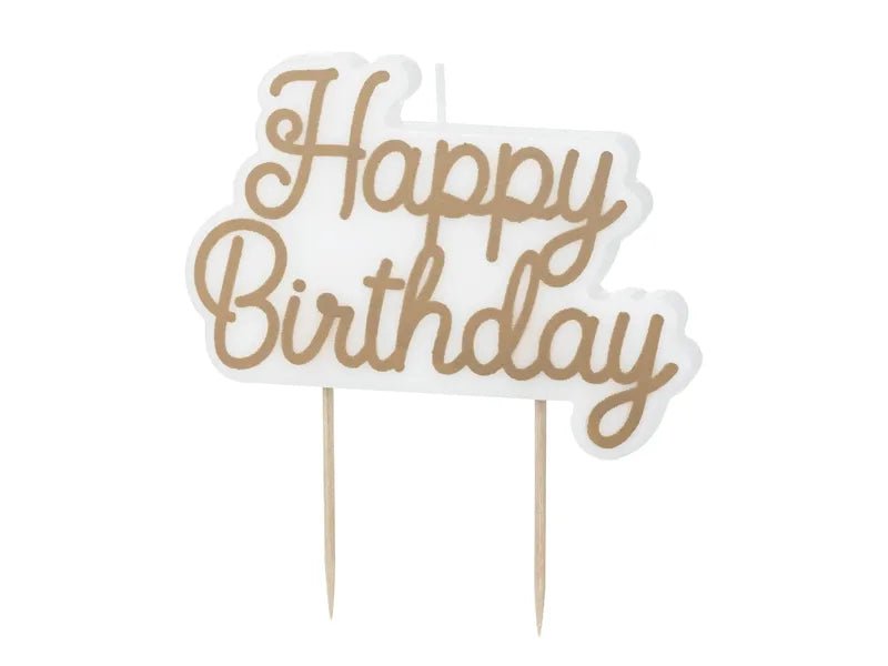 Свещичка за Торта Happy Birthday Студено Злато - Party Design