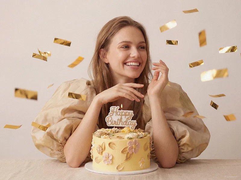 Свещичка за Торта Happy Birthday Студено Злато - Party Design