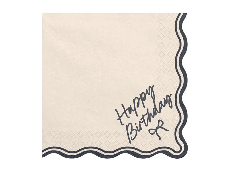 Салфетки Happy Birthday Bow Бежово и Черно - Party Design