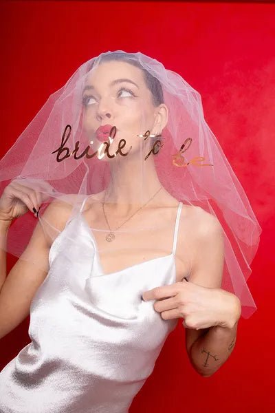 Воал за Моминско Парти Bride To Be Бял с Розово Злато - Party Design