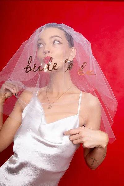 Воал за Моминско Парти Bride To Be Бял с Розово Злато