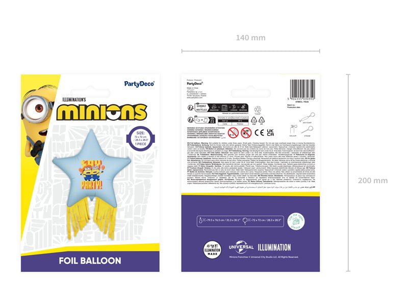 Опаковка на фолиев балон звезда Minions с пискюли
