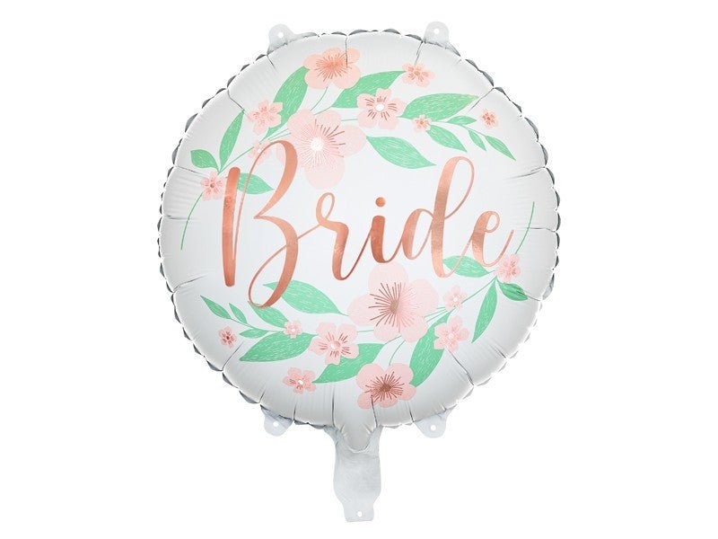 Фолиев балон Bride бял на цветя 45 см