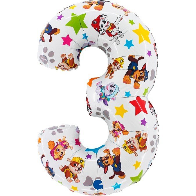 Фолиев балон цифра 3 Paw Patrol 45 x 75 см