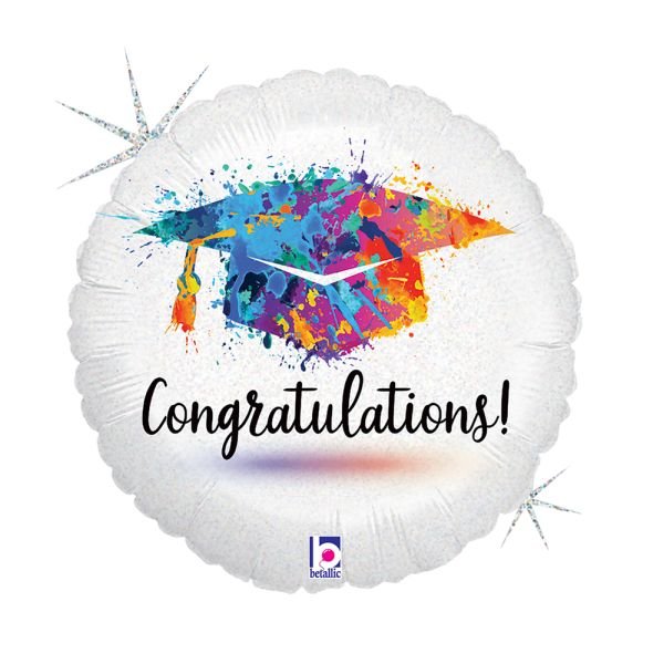 Фолиев балон Congratulations с цветна академична шапка