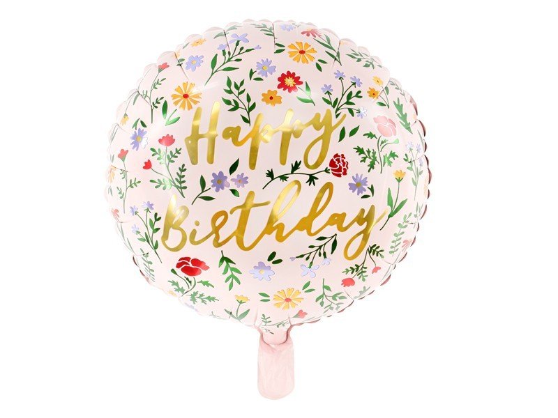 Фолиев балон Happy Birthday бледо розов