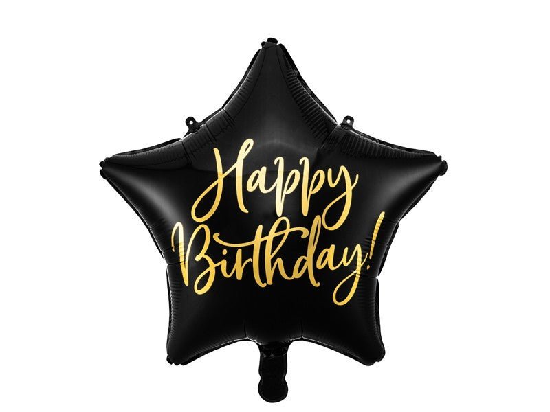 Фолиев балон Happy Birthday черен