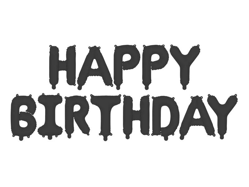 Фолиен балон Happy Birthday черен