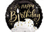 Фолиев балон Happy Birthday черно и златно