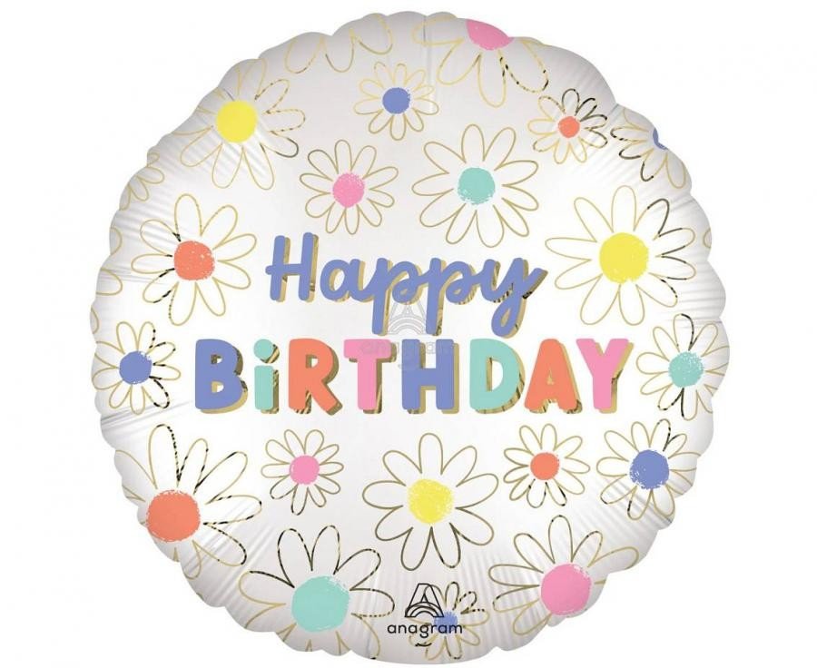 Фолиев балон Happy Birthday Flowers