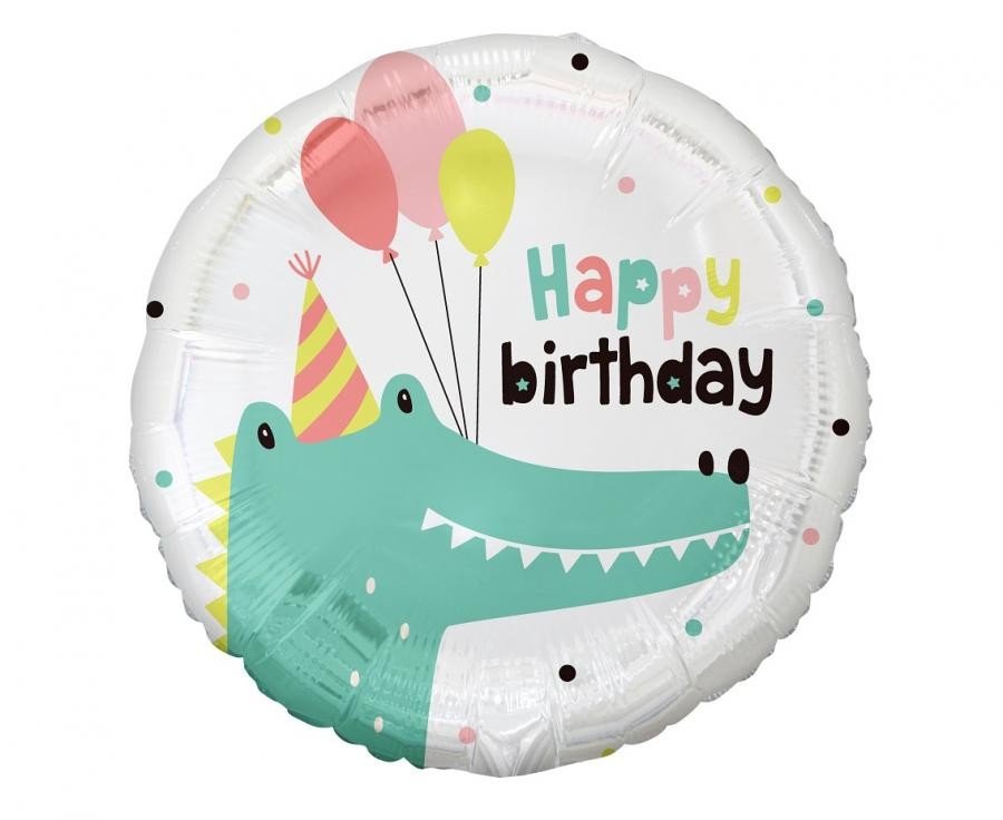 Фолиев балон Happy Birthday с крокодил