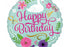 Фолиев балон Happy Birthday с лебед и цветя
