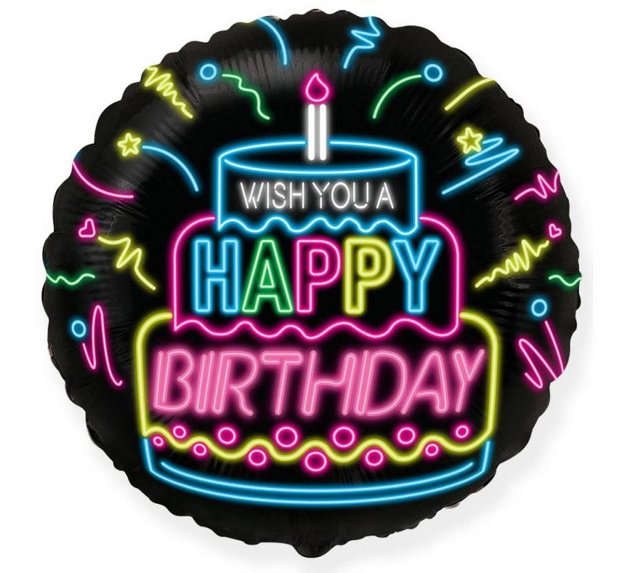 Фолиев балон Happy Birthday неон 48 см