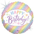 Фолиев балон Happy Birthday в пастелни цветове