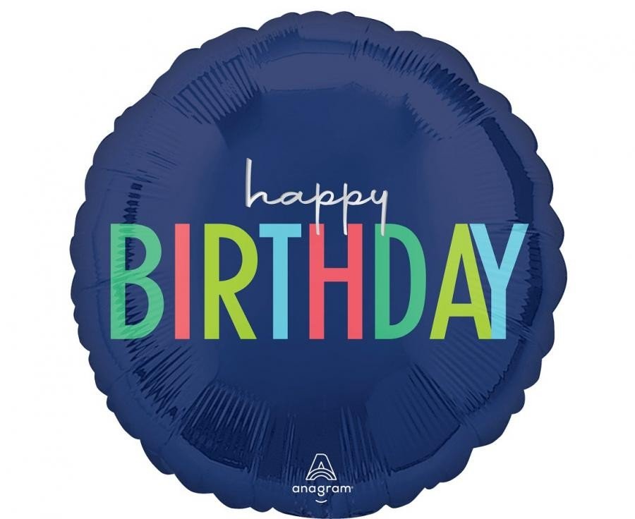 Фолиев балон Modern Birthday син