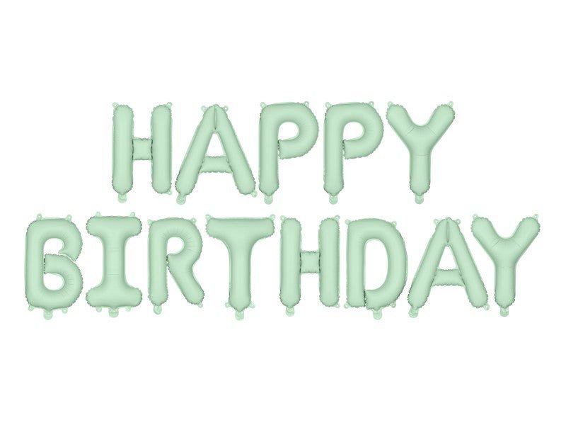 Фолиев балон надпис Happy Birthday светло зелен