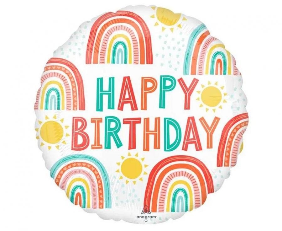 Фолиев балон Retro Rainbow Birthday