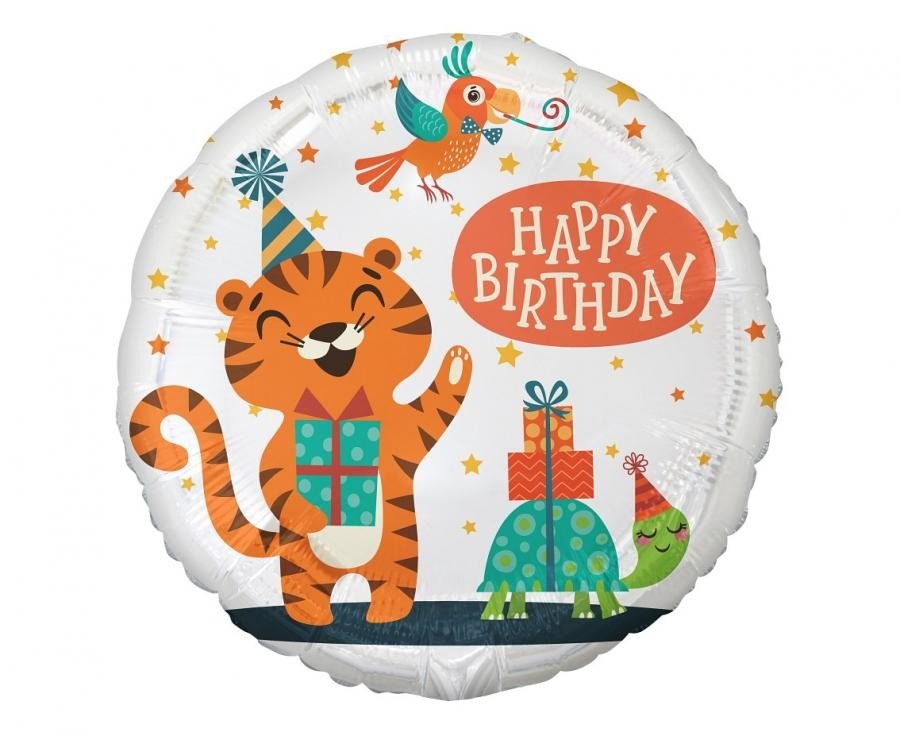 Фолиев балон тигър Happy Birthday