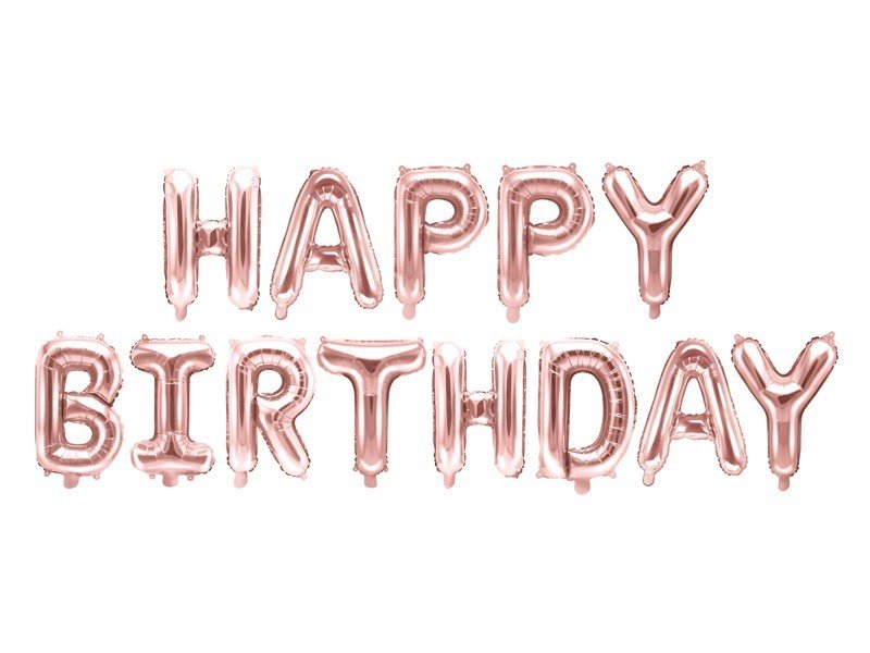 Фолиев надпис Happy Birthday розово злато 340 x 35 см