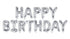 Фолиев надпис Happy Birthday сребро 340 x 35 см