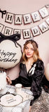 Банер Happy Birthday с панделки в кремаво и черно за рожден ден